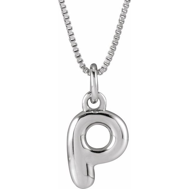 Sterling Silver Initial Bubble 18 Inch Necklace