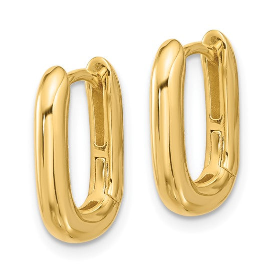 Silver Goldtone Square Puff Hinged Hoops 15mm