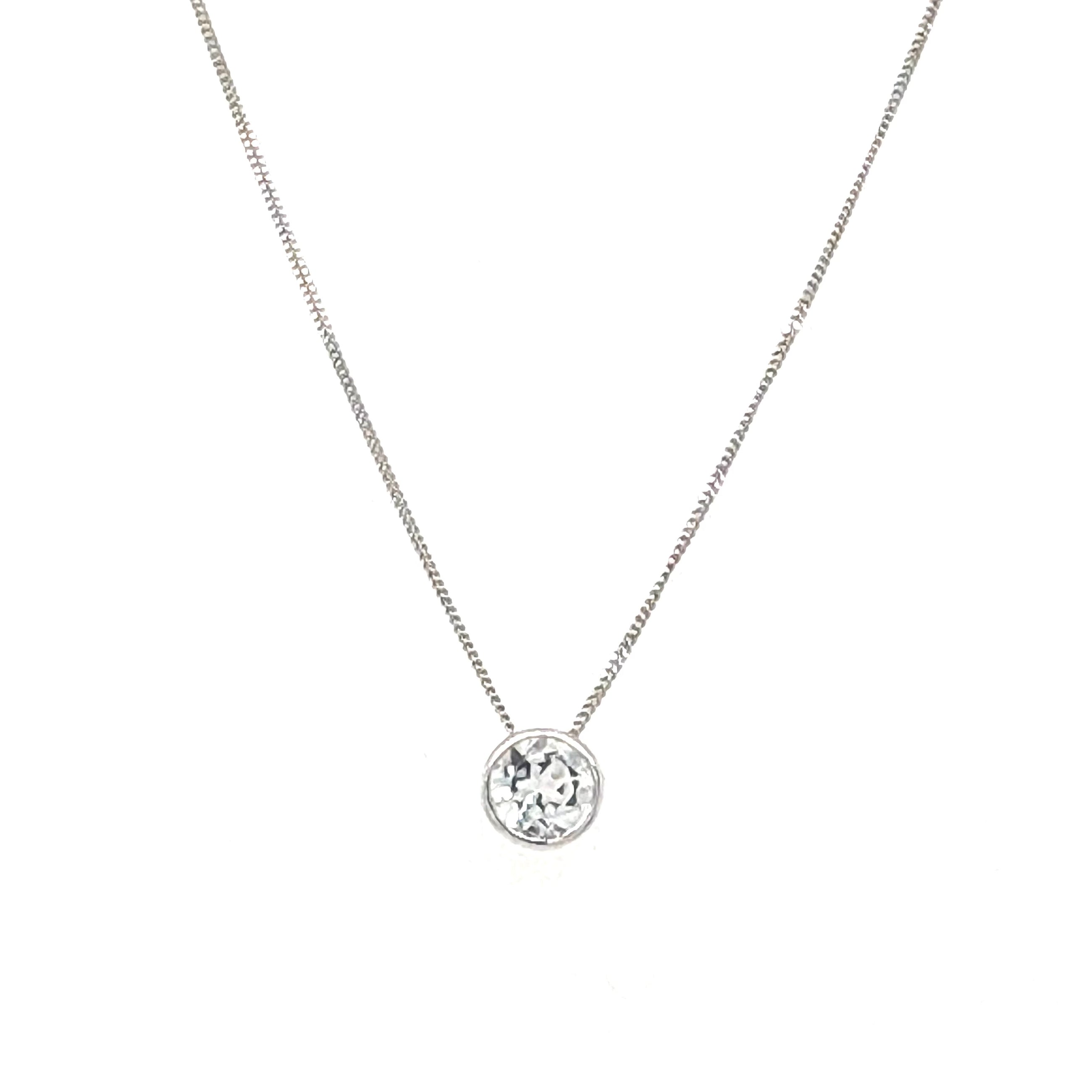 10K White 5mm White Topaz Necklace