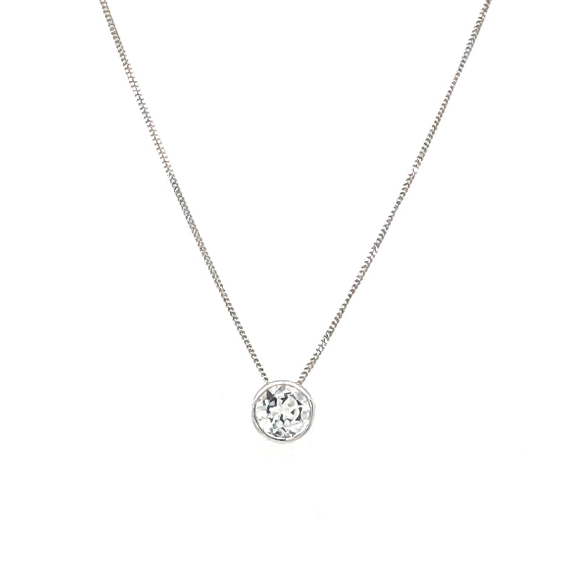 10K White 5mm White Topaz Necklace