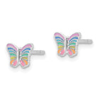 Sterling Silver Rainbow Enamel Butterfly Children's Post Earrings