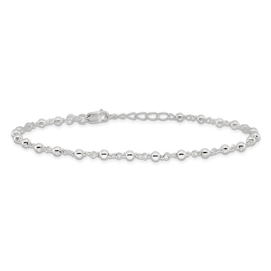 Sterling Silver Beaded Anklet