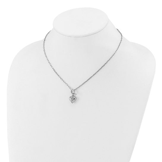 Sterling Silver Polished Heart Toggle Necklace