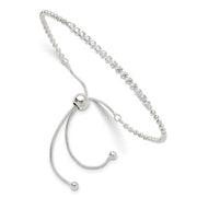 Sterling Silver Polished CZ Adjustable Bracelet