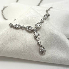18K White Gold Diamond Bar Necklace 16-Inch