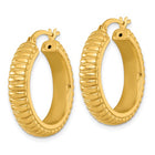 Silver Goldtone Ribbed 26x6mm Hoop Earrings