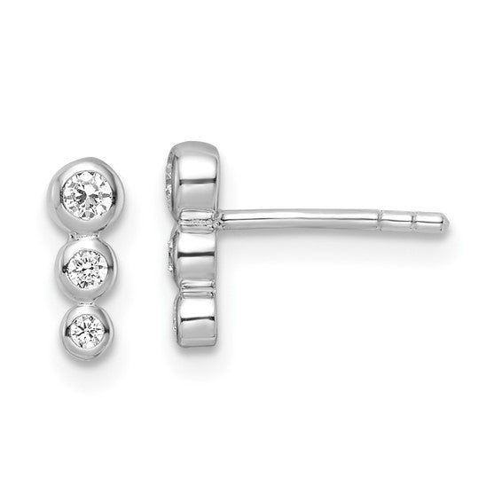 Sterling Silver Graduated CZ Post Earrings