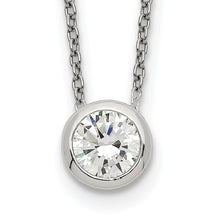 Sterling Silver 8mm CZ Bezel Necklace
