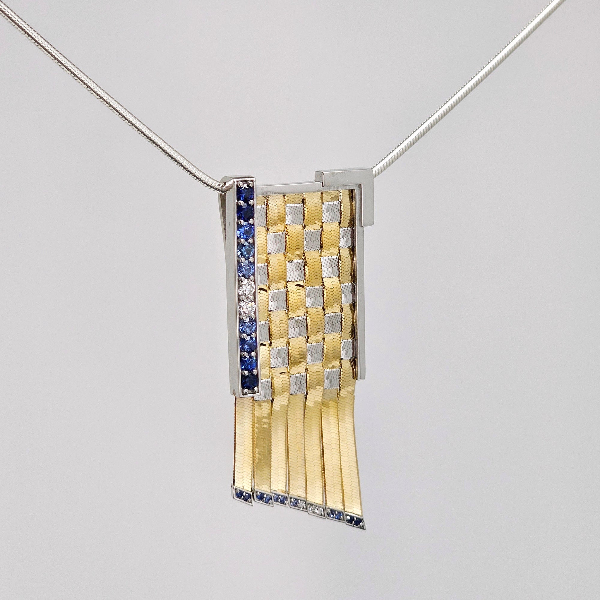Sapphire & Diamonds Basket Weave Necklace