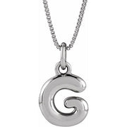 Sterling Silver Initial Bubble 18 Inch Necklace