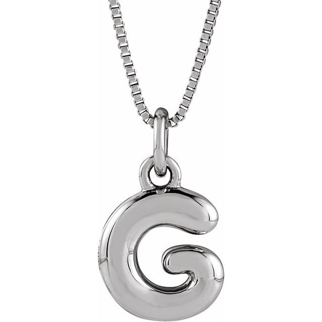 Sterling Silver Initial Bubble 18 Inch Necklace