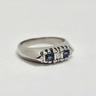 Custom Platinum Three-Stone Diamond and Sapphire Semi-Mount
