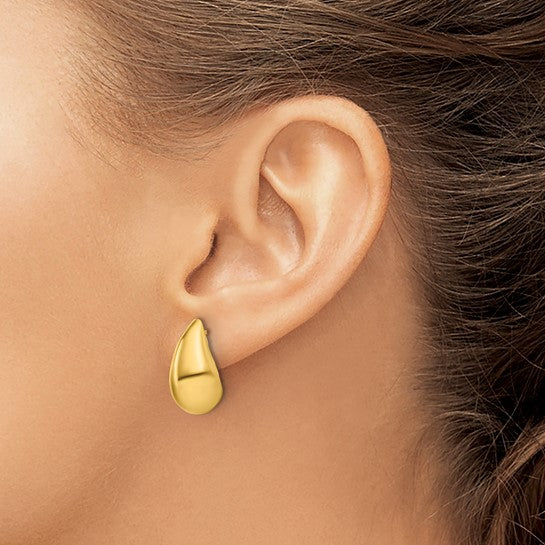 Gold-Plated Silver Puff Teardrop Stud Earrings