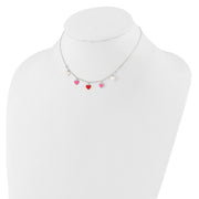 Silver Enameled Hearts Children's 14" Necklace