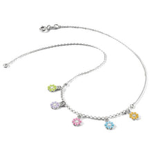 Sterling Silver Enameled Flowers Children's Necklace