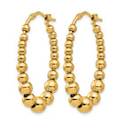 37mm Gold Plated Silver Beaded Hoop Earrings