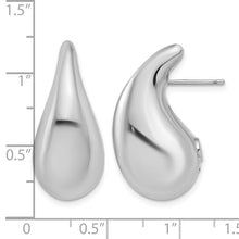 Silver Full Teardrop Post Earrings with Rhodium Plating