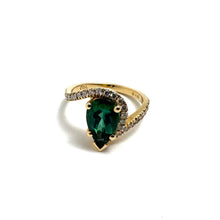 18KY Ring Gen. Gr.Tourmaline Pear =2.35ct 28Dia=0.42ct