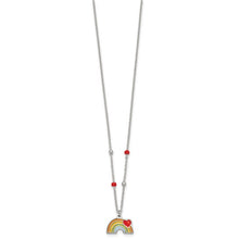 Sterling Silver Heart on Rainbow Childrens Necklace