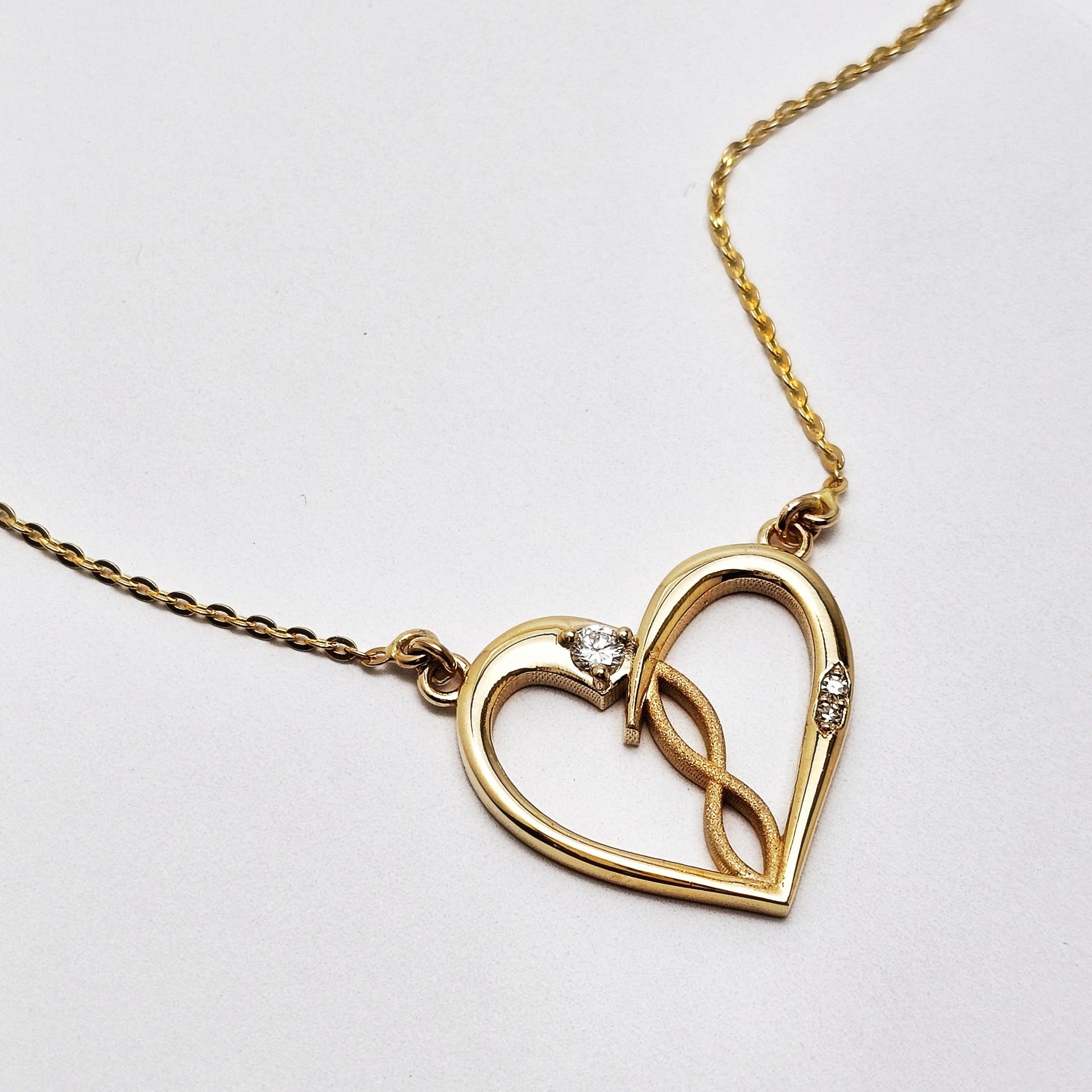 Custom 14K Yellow Gold Heart Infinity Stone Necklace