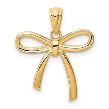 14K Yellow Gold Ribbon Bow Pendant, 20x16mm