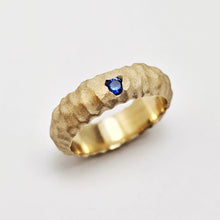 Custom 14K Yellow Gold Textured Band with 3mm Sapphire