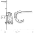 Sterling Silver Beaded CZ C-Hoop Earrings