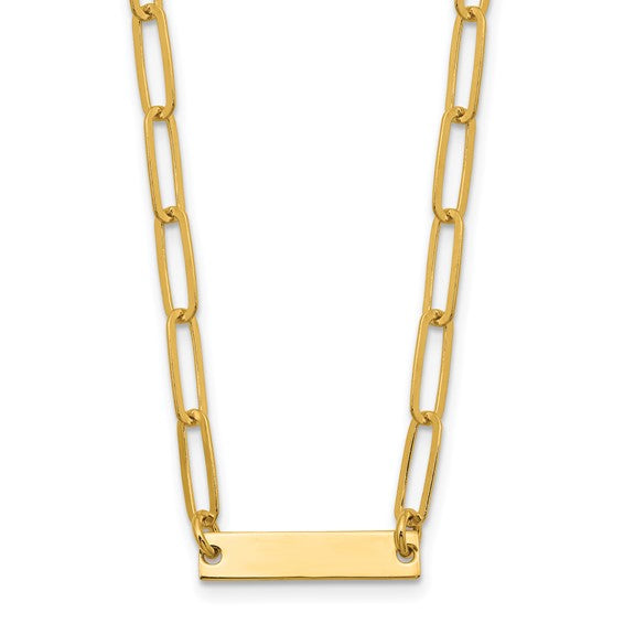 Sterling Silver Gold-Plated Polished Bar Necklace
