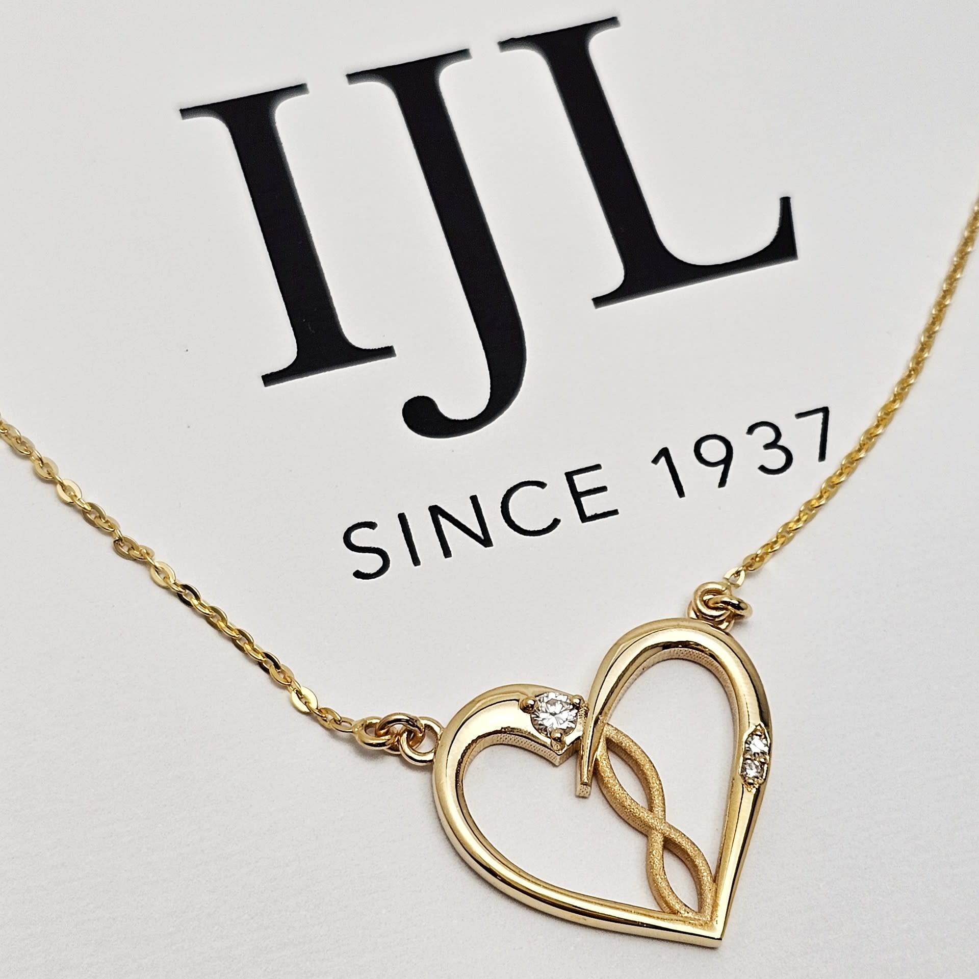 Custom 14K Yellow Gold Heart Infinity Stone Necklace