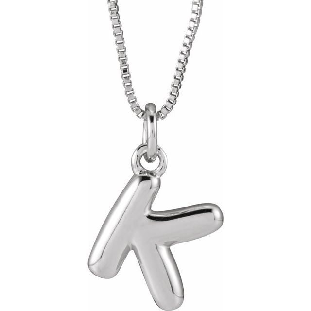 Sterling Silver Initial Bubble 18 Inch Necklace