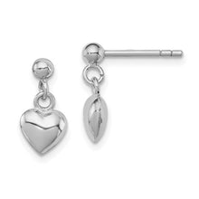Sterling Silver Polished Heart Dangle Earrings