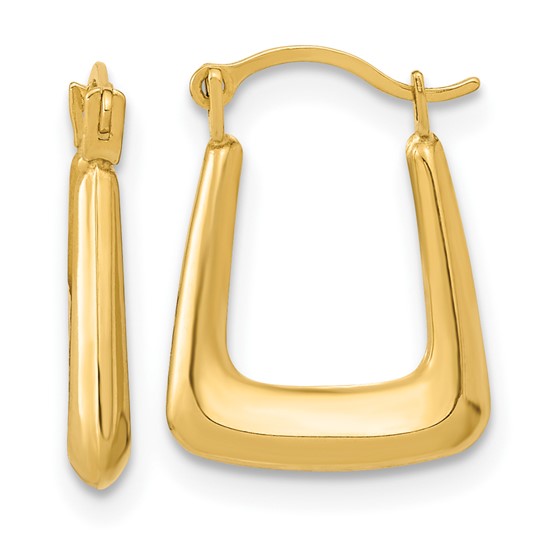 10K Yellow Gold Polished Fancy Knife Edge Hoops, 12x15mm