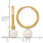 14K Gold Filled 5.6mm Fresh Water Pearl Dangle Hoops