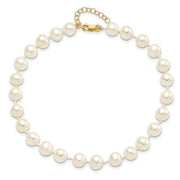 14K Yellow Gold 6-7mm Fresh Water Pearl Necklace, Bracelet & Stud Set