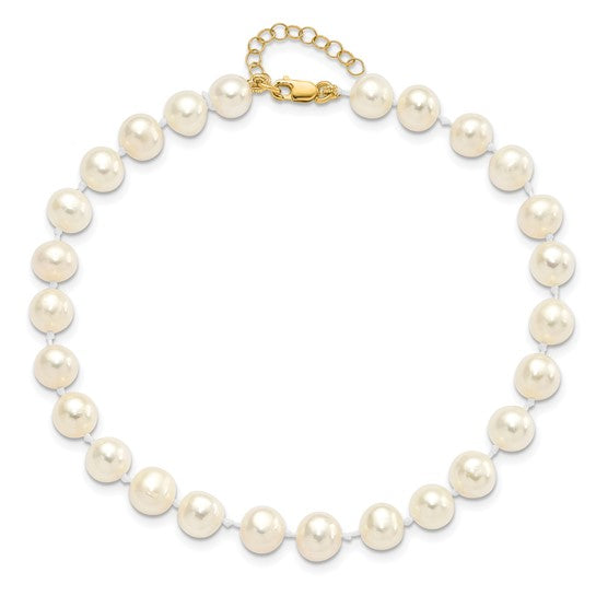 14K Yellow Gold 6-7mm Fresh Water Pearl Necklace, Bracelet & Stud Set