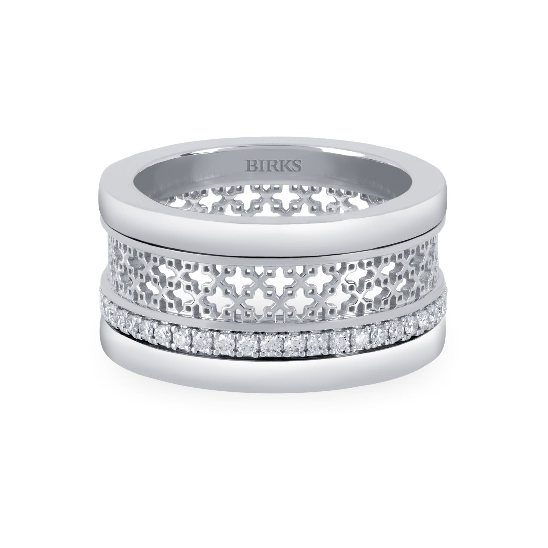 Birks Muse 18K White Gold and Diamond Stacking Ring