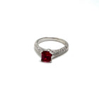 Custom 14K White Gold Lab Ruby & Diamond Ring Size 6