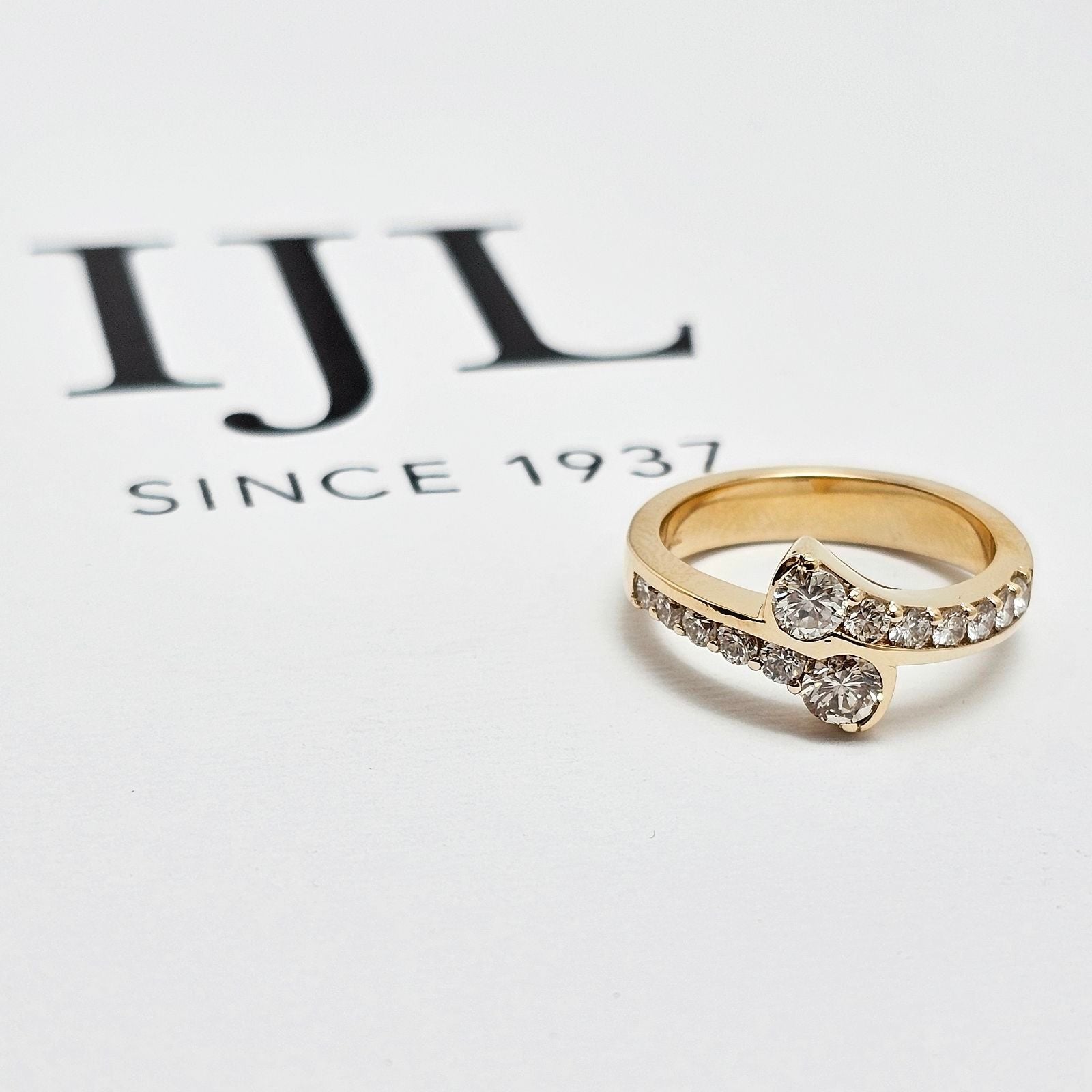 Custom 14K Yellow Gold Bypass Ring Mount for Diamonds