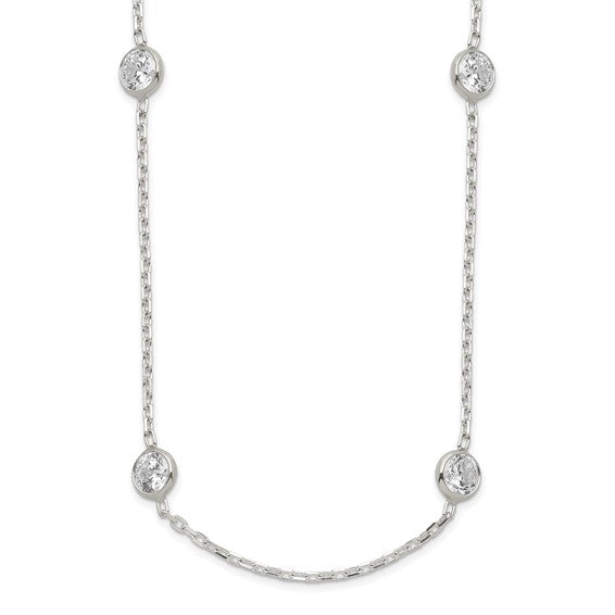 Sterling Silver CZ Station Necklace