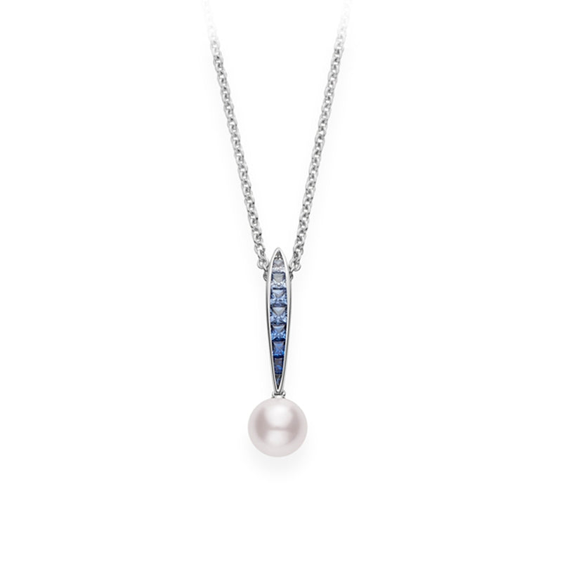 Mikimoto Akoya Pearl and Sapphire Necklace in White Gold