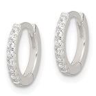 Sterling Silver Polished CZ Hinged Hoop Earrings