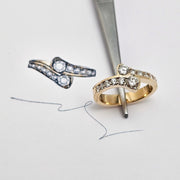 Custom 14K Yellow Gold Bypass Ring Mount for Diamonds