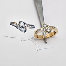Custom 14K Yellow Gold Bypass Ring Mount for Diamonds