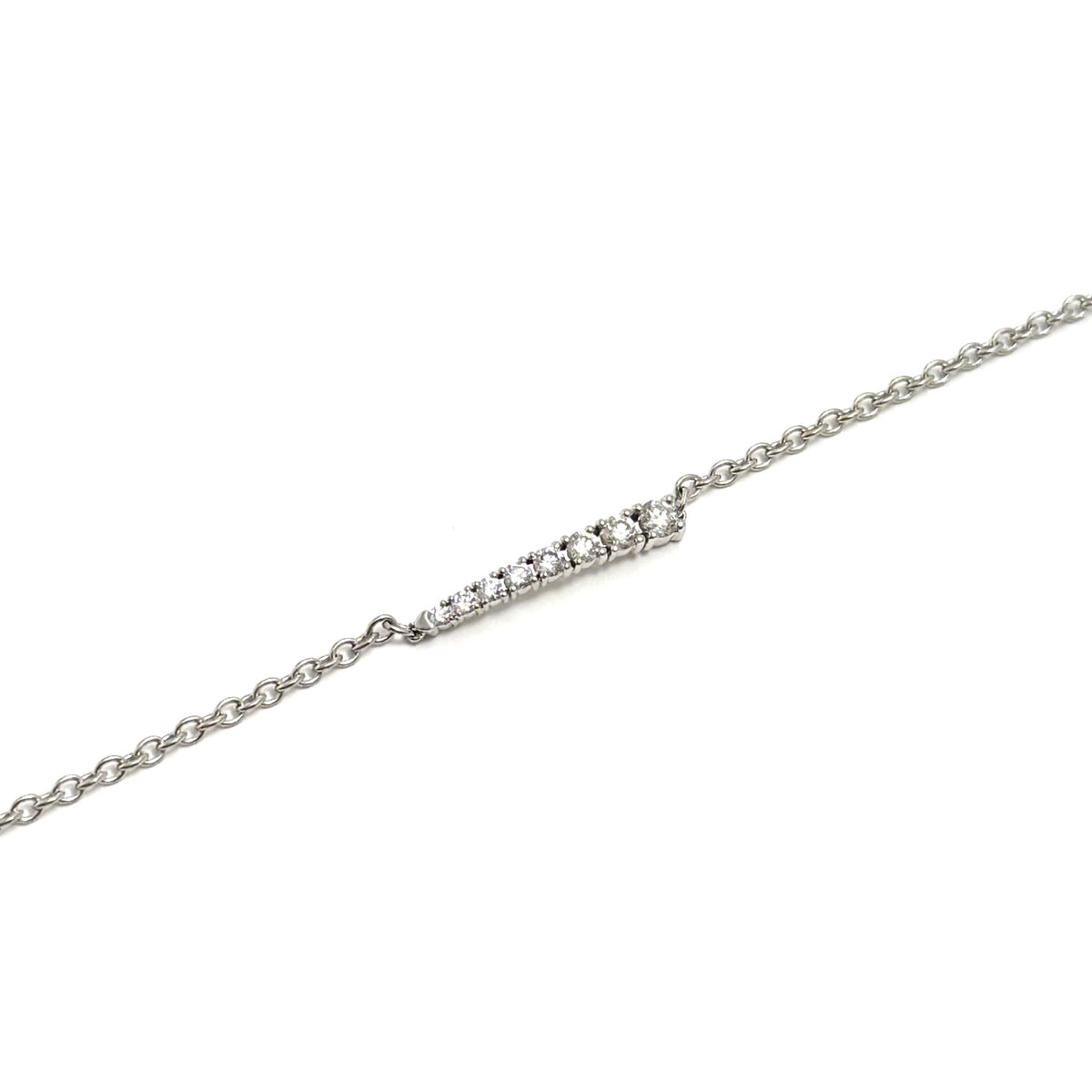 14K White Gold Maple Leaf Diamond Icicle Bracelet 7.5-Inch