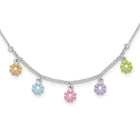 Sterling Silver Enameled Flowers Children's Necklace