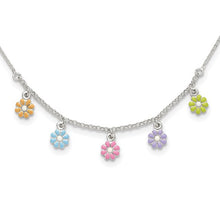 Sterling Silver Enameled Flowers Children's Necklace