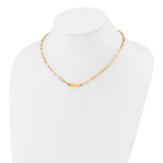 Sterling Silver Gold-Plated Polished Bar Necklace