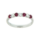 18K White Gold Alternating Ruby & Diamond Ring Size 6.5