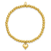Sterling Silver GP Heart Beaded Stretch Bracelet