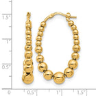 37mm Gold Plated Silver Beaded Hoop Earrings